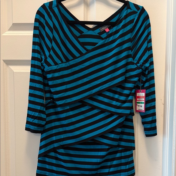 Vince Camuto Tops - Vince Camuto Black and Blue Striped Blouse